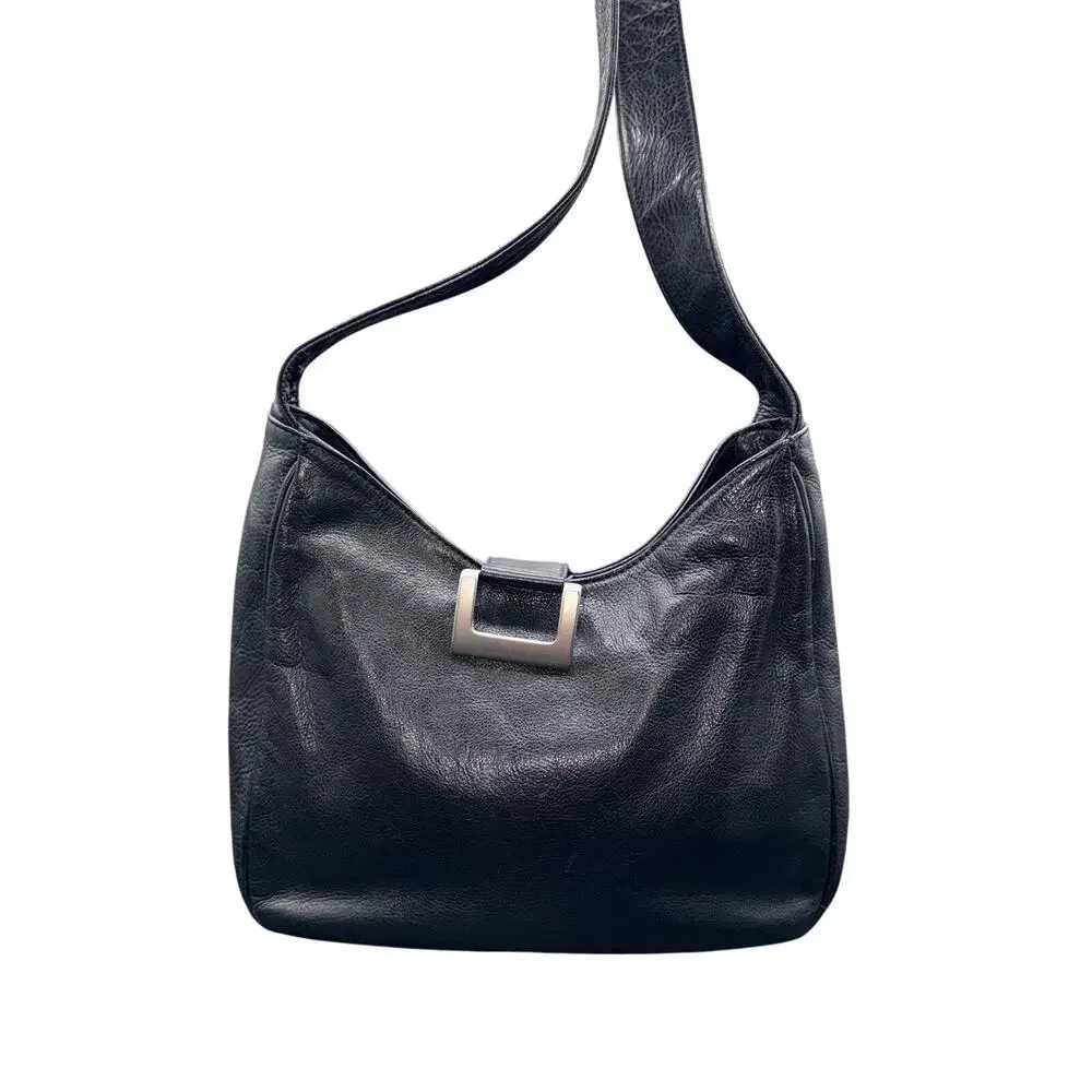 Brizzolari Black Leather Hobo Shoulder Bag Made In Italy Slouchy Purse